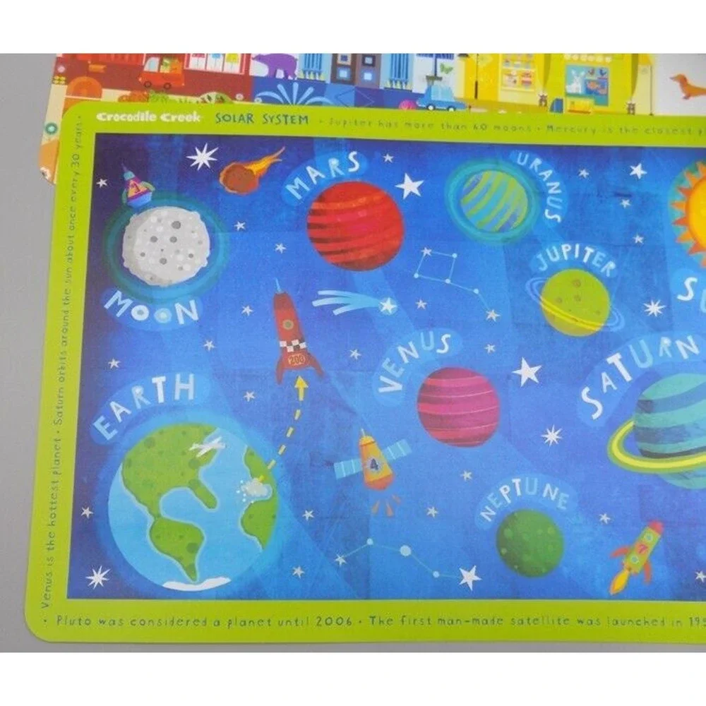 4 Crocodile Creek Homeschool Placemats 17x11 Education Dance Planets Basketball